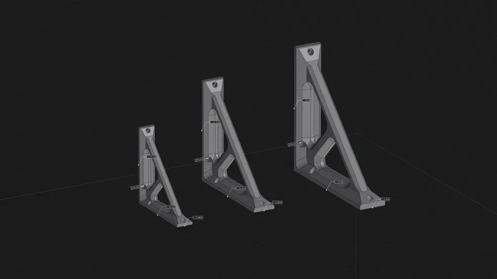 Soportes estructurales para estantes de alta resistencia, juego de 3 para impresión 3D, vista 3