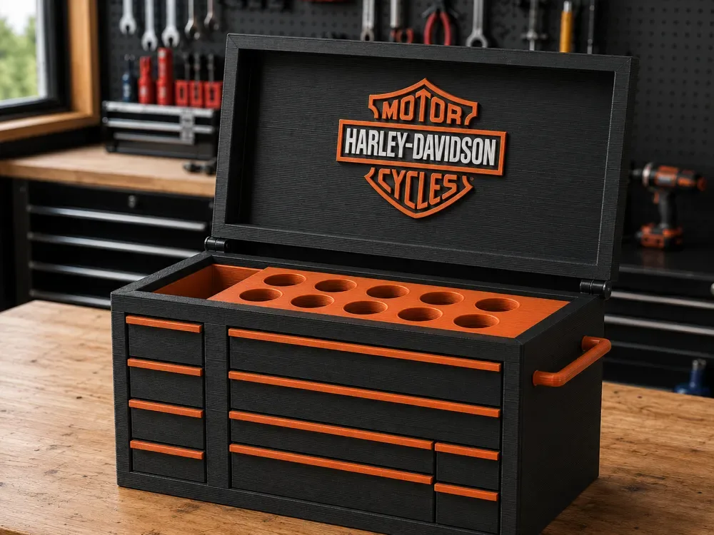 Portalápices Caja de Herramientas (Edición Harley Davidson) para impresión 3D, vista 1