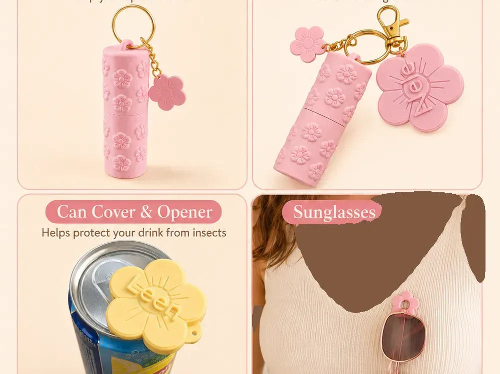 Set de accesorios para bálsamo labial, lata y gafas de sol florales, vista 1