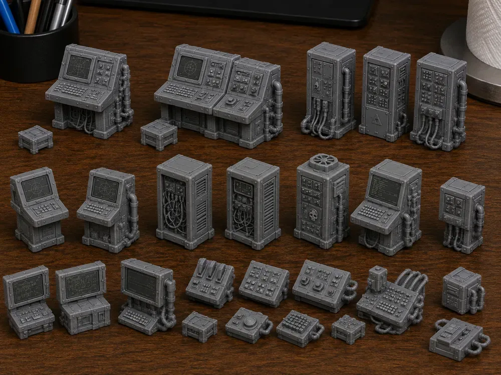 Paquete de piezas greeble para computadora y panel de control, vista 3