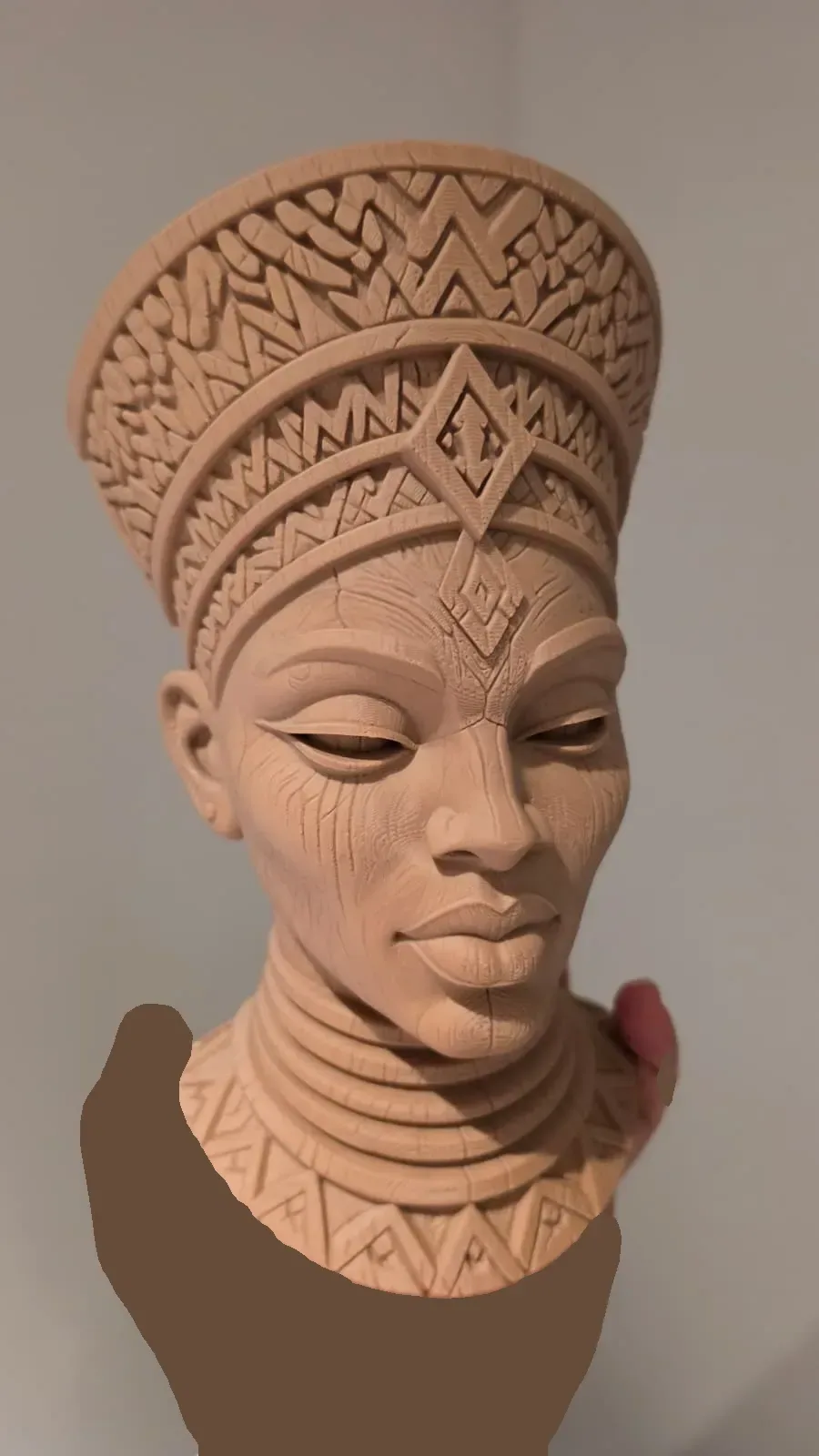 Arte de pared de la reina africana - Estilo tallado en madera, vista 3