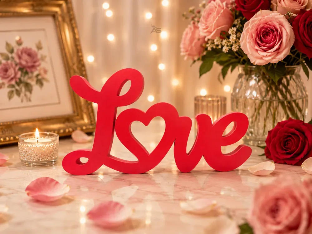 Abrazo de amor – Decoración de corazón con guión, vista 2