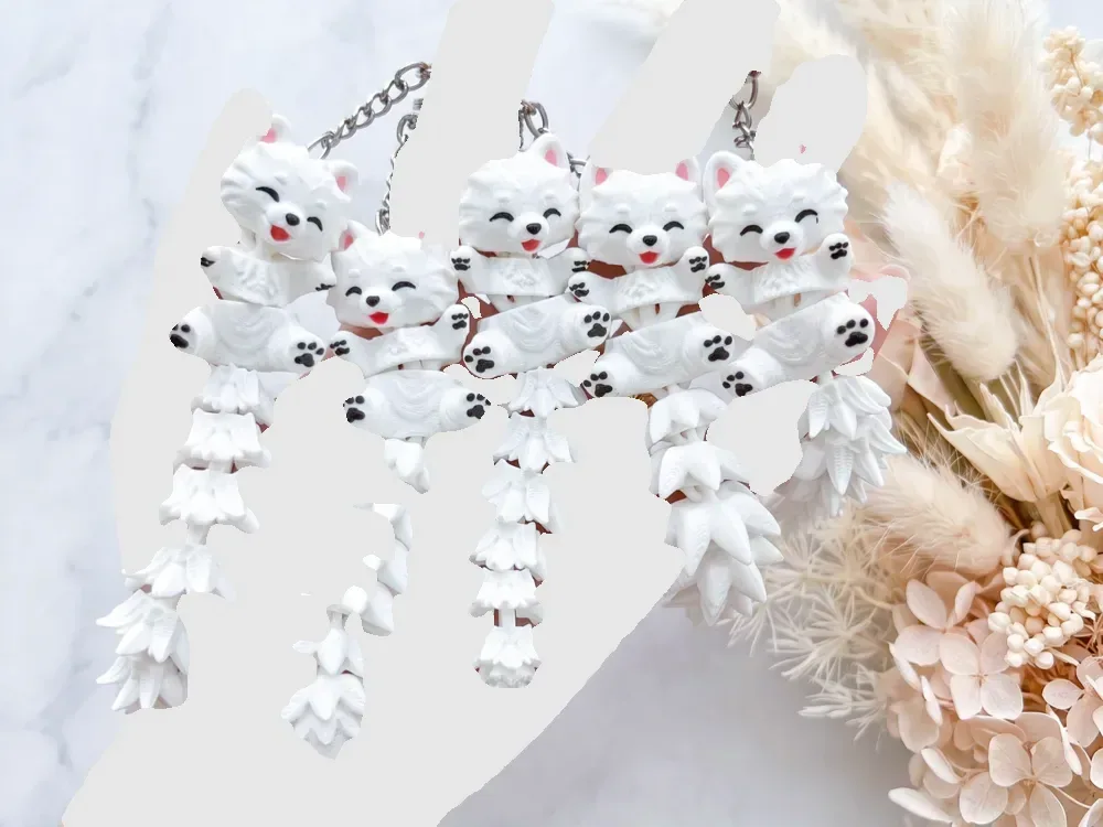 Fluffy Tails Lindo Flexi Samoyedo Perro - Juguete/Llavero, vista 1