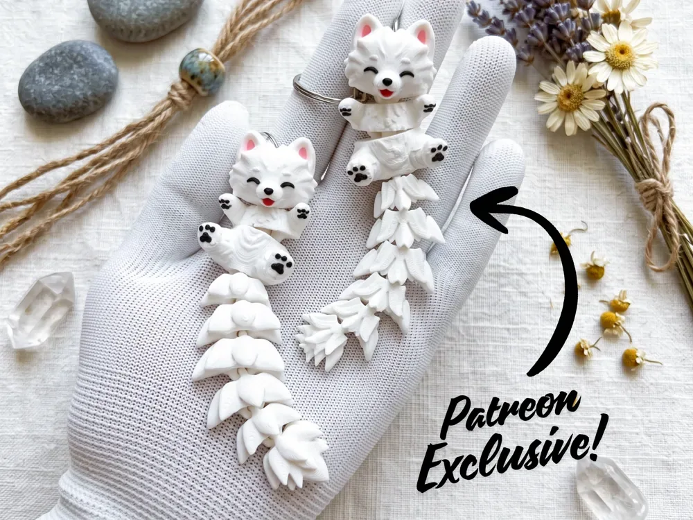 Fluffy Tails Lindo Flexi Samoyedo Perro - Juguete/Llavero, vista 2