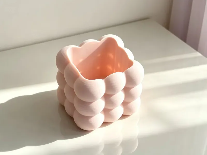Contenedor de almacenamiento de cosméticos estéticos color crema, vista 2