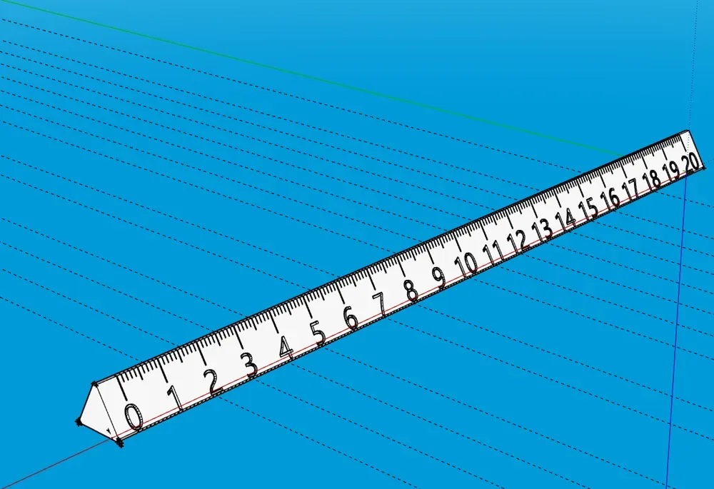 Regla triangular, vista 3