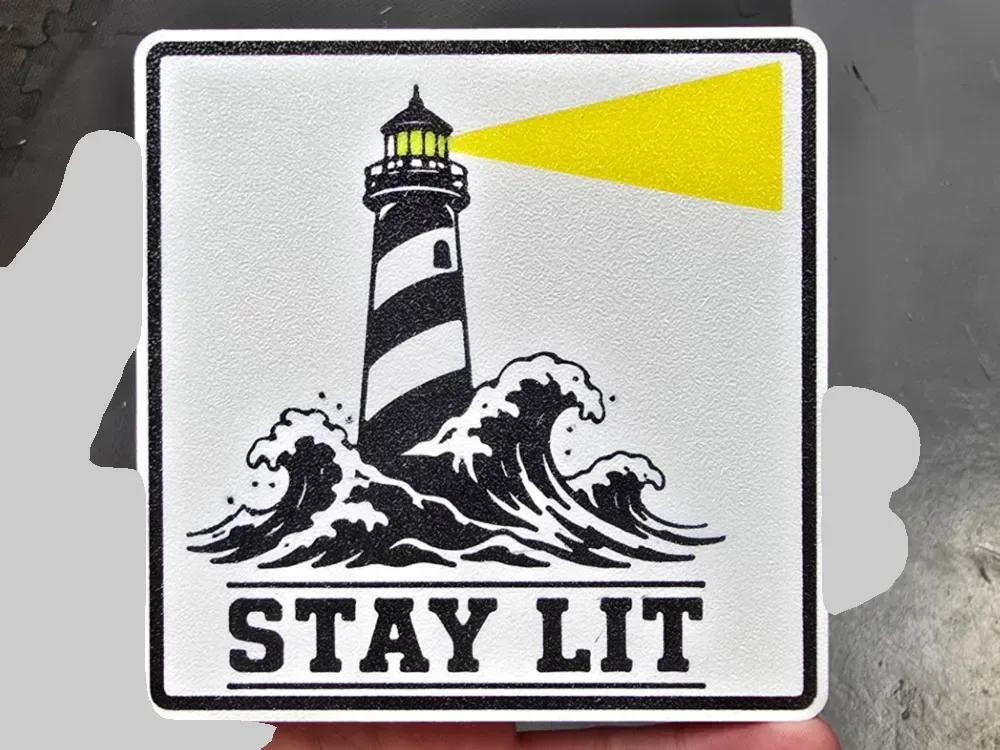 Stay Lit Lighthouse with Waves Funny Coaster Sign, vista 1