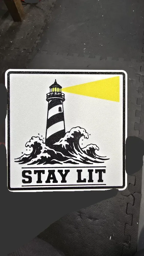 Stay Lit Lighthouse with Waves Funny Coaster Sign, vista 2