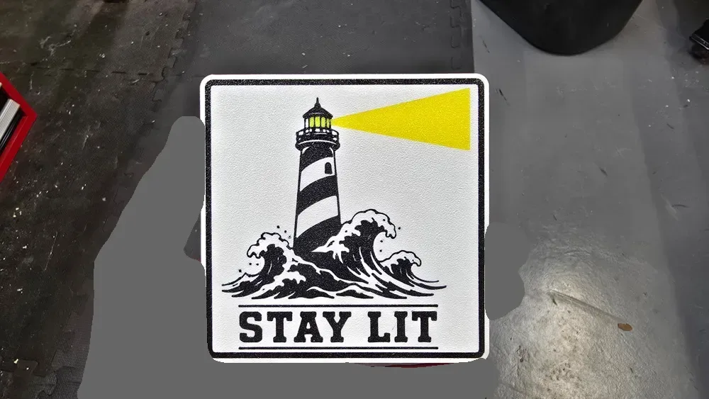 Stay Lit Lighthouse with Waves Funny Coaster Sign, vista 3