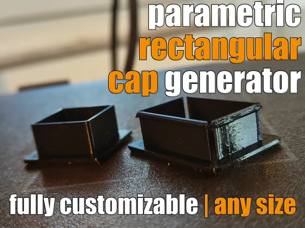 Generador de tapón · tapa rectangular paramétrico para impresión 3D, vista 1