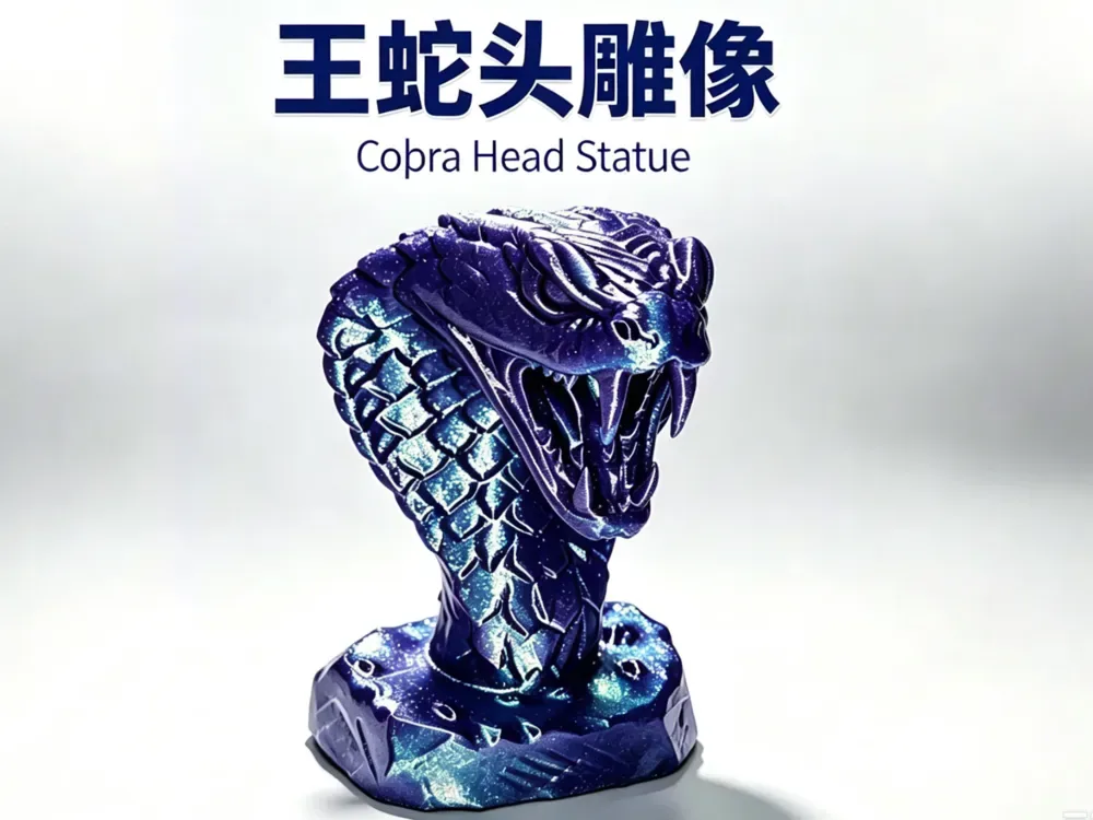 Escultura de cabeza de cobra real/adorno de escritorio, vista 1
