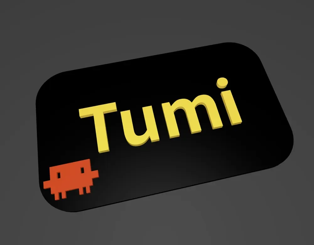 Etiqueta de nombre Tumi personalizable, con logo personalizado, vista 2