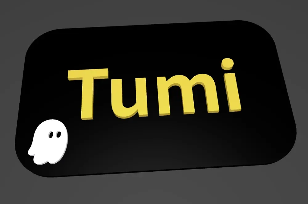 Etiqueta de nombre Tumi personalizable, con logo personalizado, vista 3
