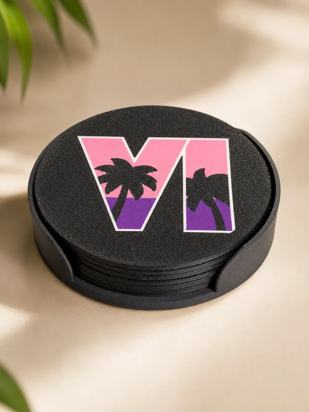 Juego de posavasos + soporte para GTA VI Vice City | 6 diseños, vista 2