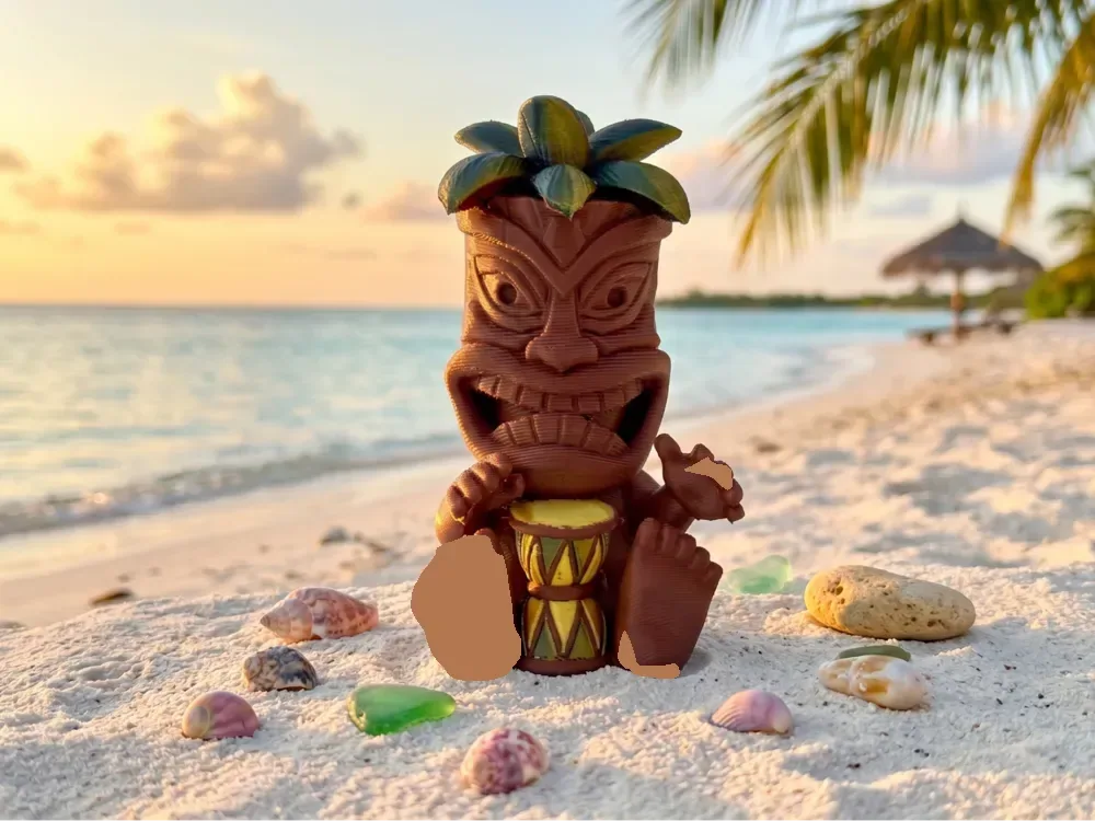 Tiki tocando el tambor, vista 1