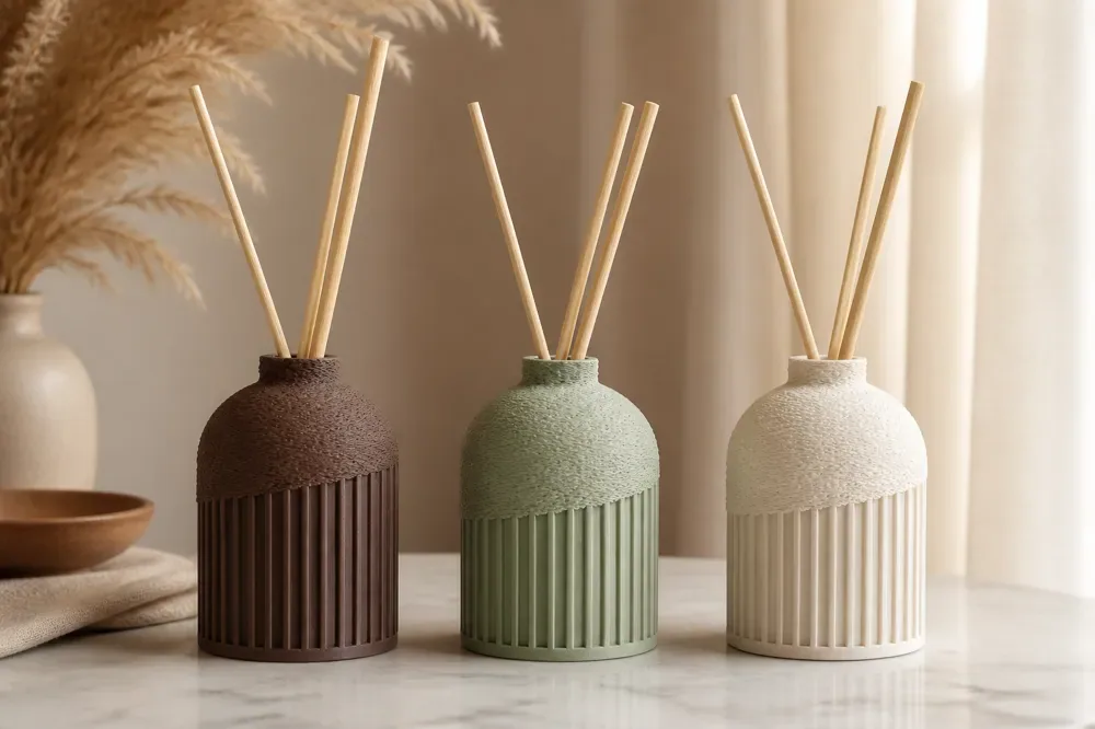 Botella difusora de caña | Florero acanalado para decoración del hogar, vista 2
