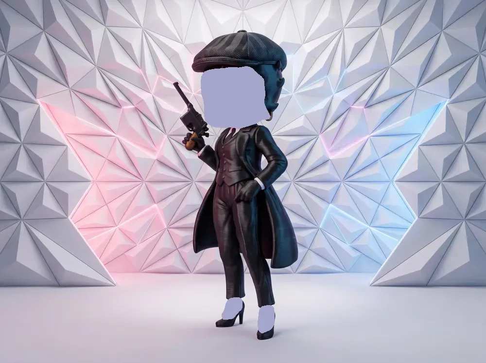 Figura 3D Estilo Betty Boop Peaky Blinders, vista 3