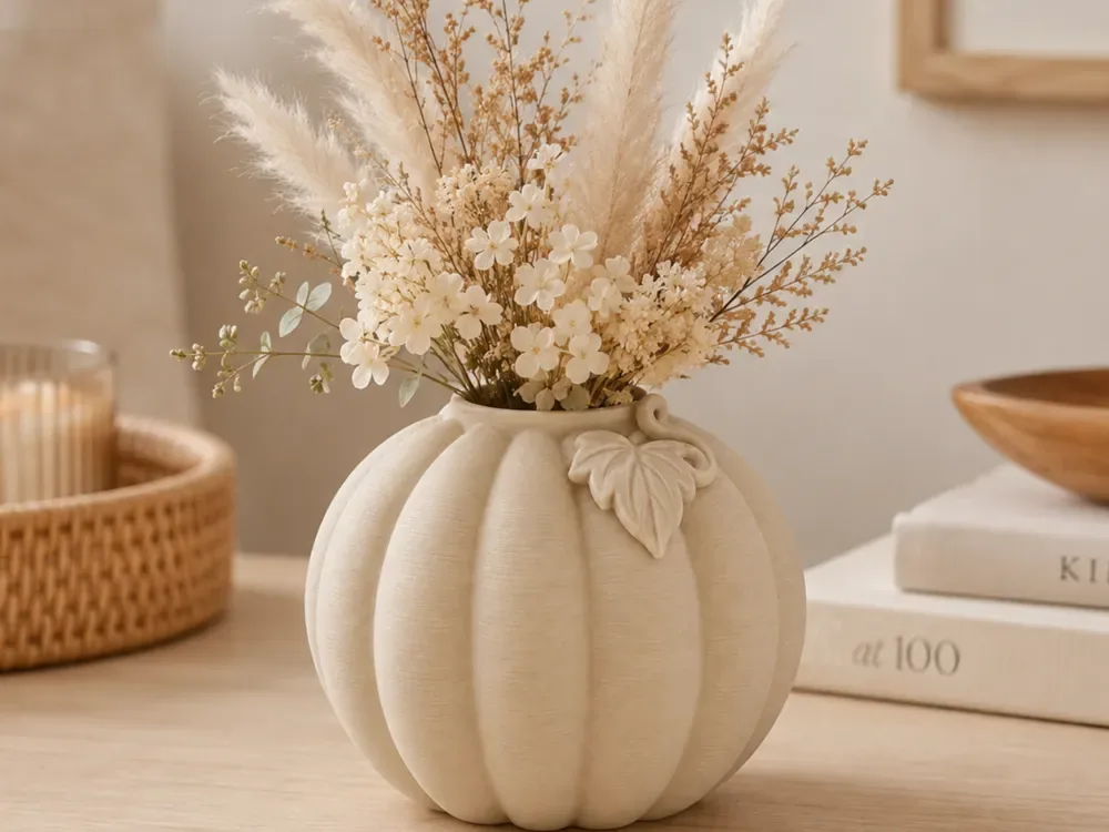 Jarrón De Calabaza Decoración Floral De Otoño Decoración Moderna, vista 1