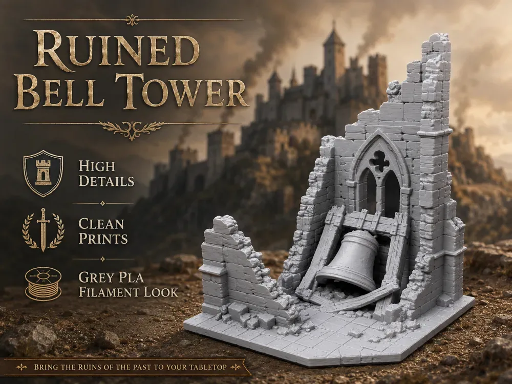 Campanario en ruinas - Terreno de mesa, vista 1