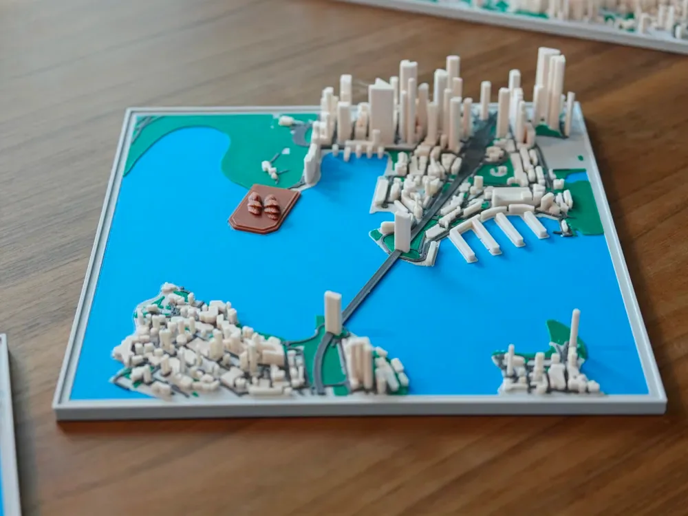 Mapa de la ciudad en 3D del puerto de Sídney｜Ópera y bahía 160 mm, vista 3