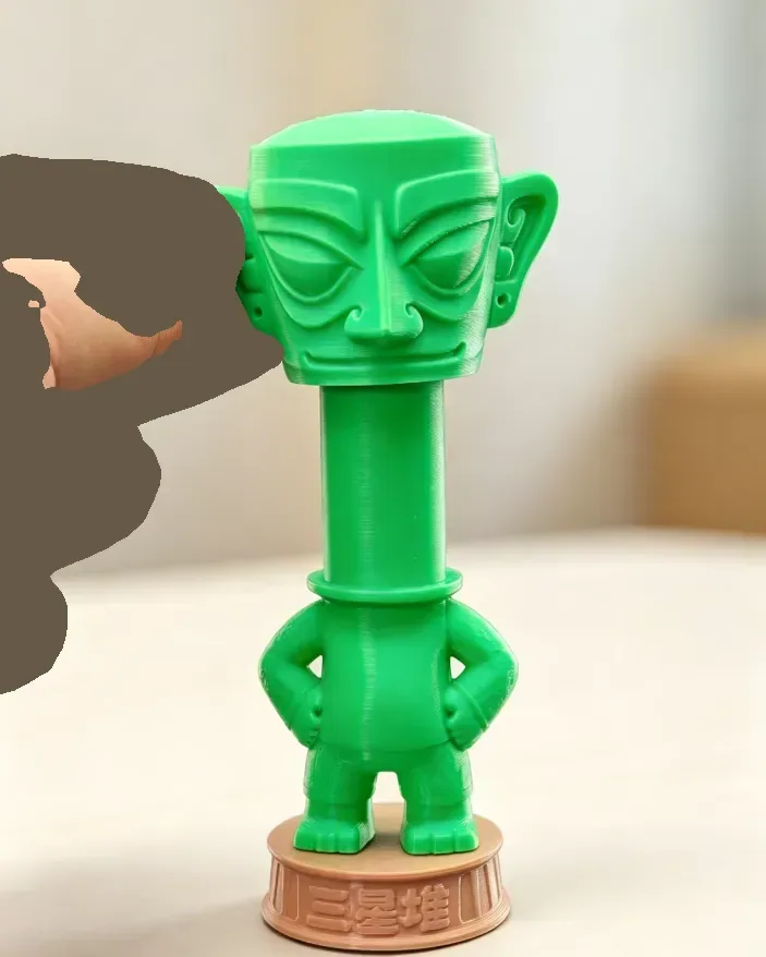 Máscara de bronce Sanxingdui (giratoria por gravedad), vista 3