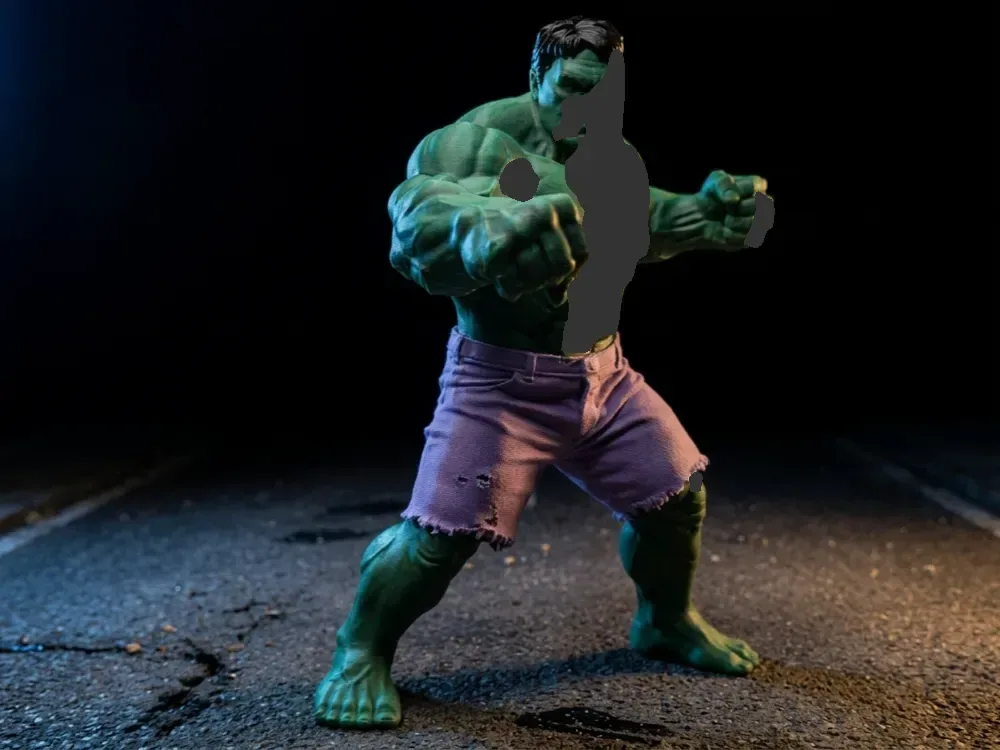 Estatua de Hulk, escultura impresa en 3D casi de tamaño natural, vista 1
