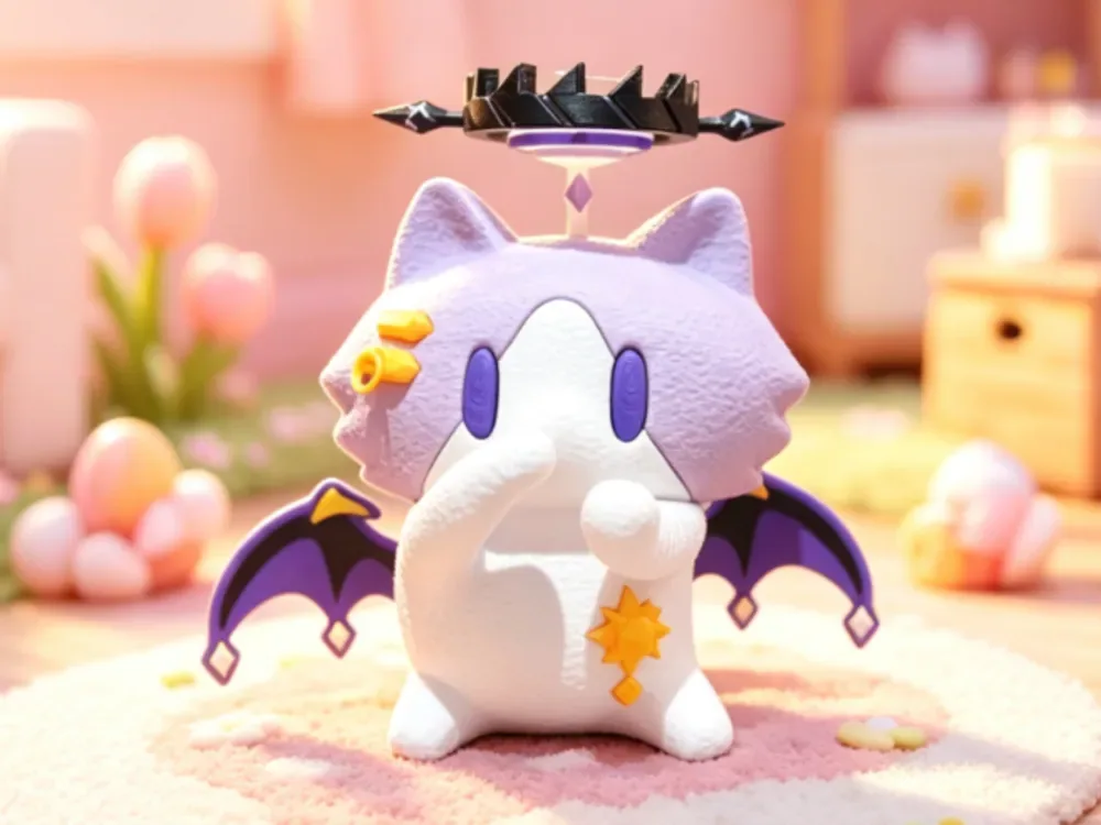 Salarycat Hina Sorasaki corona de demonio alas pequeñas cola manos articuladas y bamboleo linda serie famosa de Internet piezas completamente desmontadas e impresión multicolor sin IA, vista 1