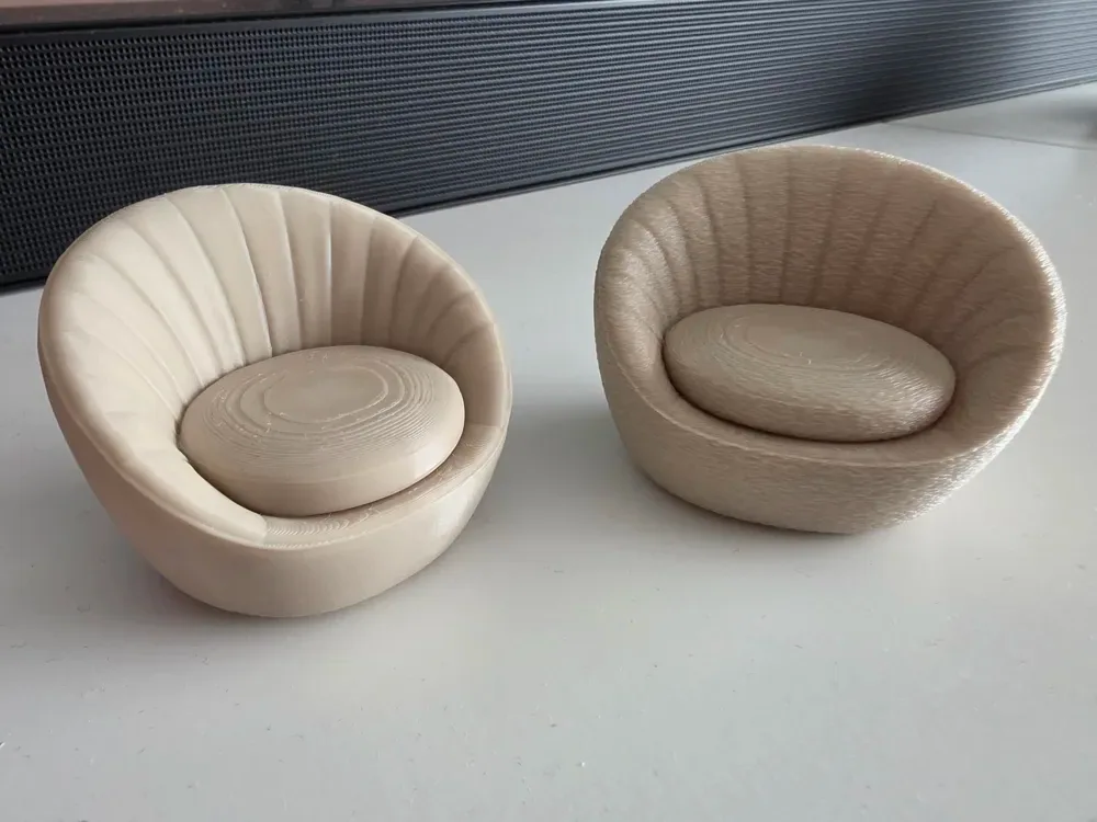 Silla decorativa moderna de concha de piel suave y difusa 1:12, vista 2