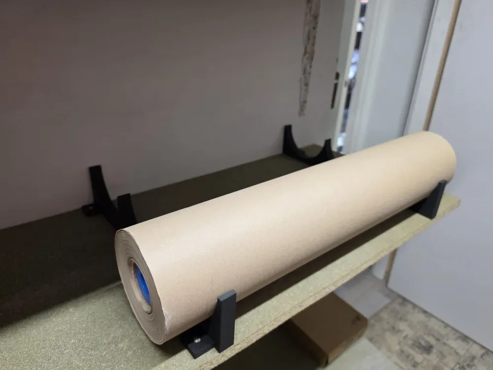 Soporte para estante de rollo de embalaje de papel · 3 Rollos Ø125 mm para impresión 3D, vista 2