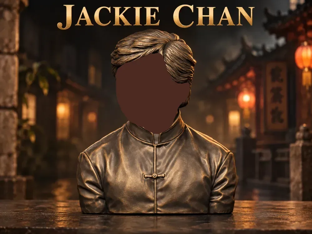 Busto de Jackie Chan | Leyenda del cine de artes marciales, vista 1