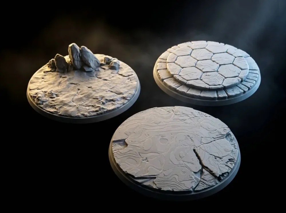 Plataformas Base para Exhibición de Figuras o Miniaturas para impresión 3D, vista 2