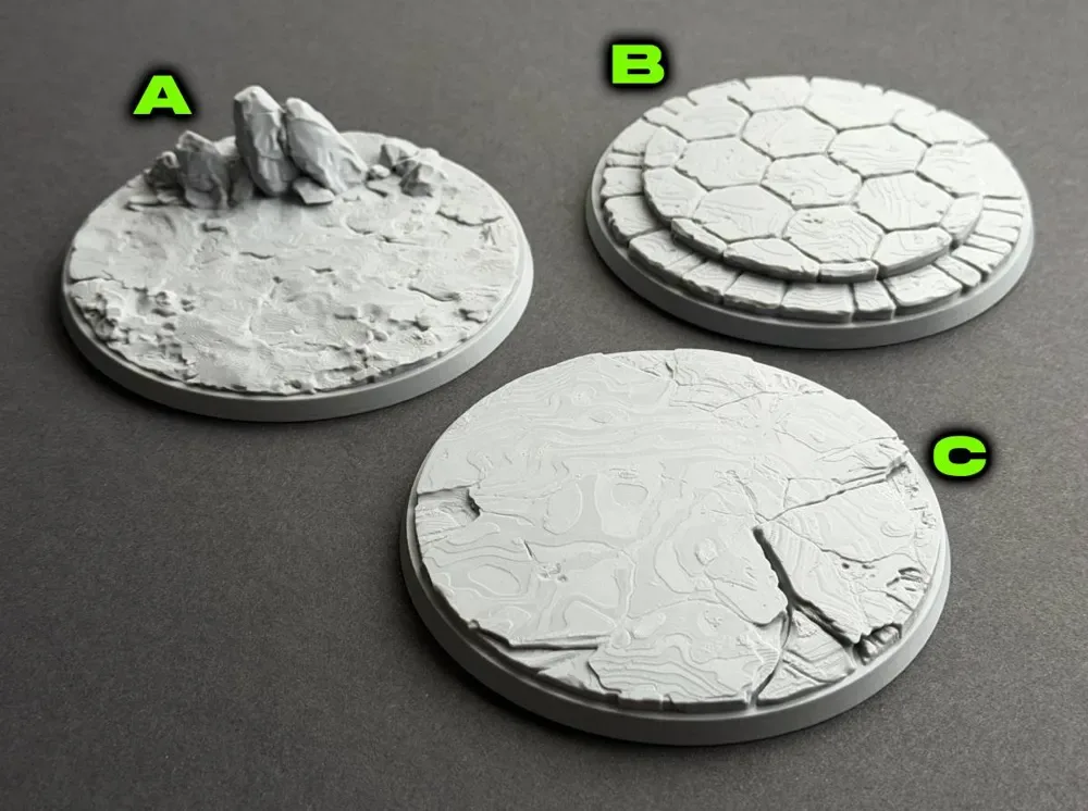 Plataformas Base para Exhibición de Figuras o Miniaturas para impresión 3D, vista 3