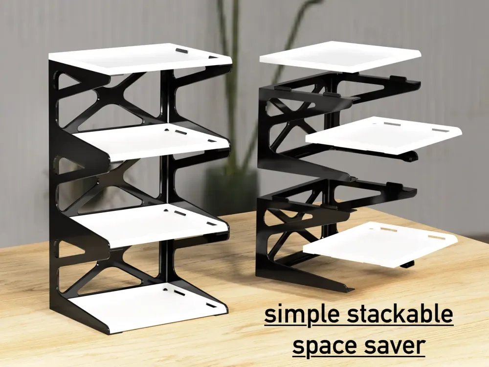 Organizador de estantes apilables para impresión 3D, vista 1