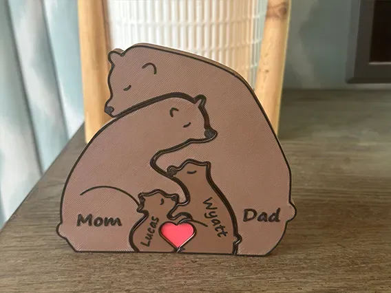 Familia de osos entrelazados personalizados Familia de 4, vista 2