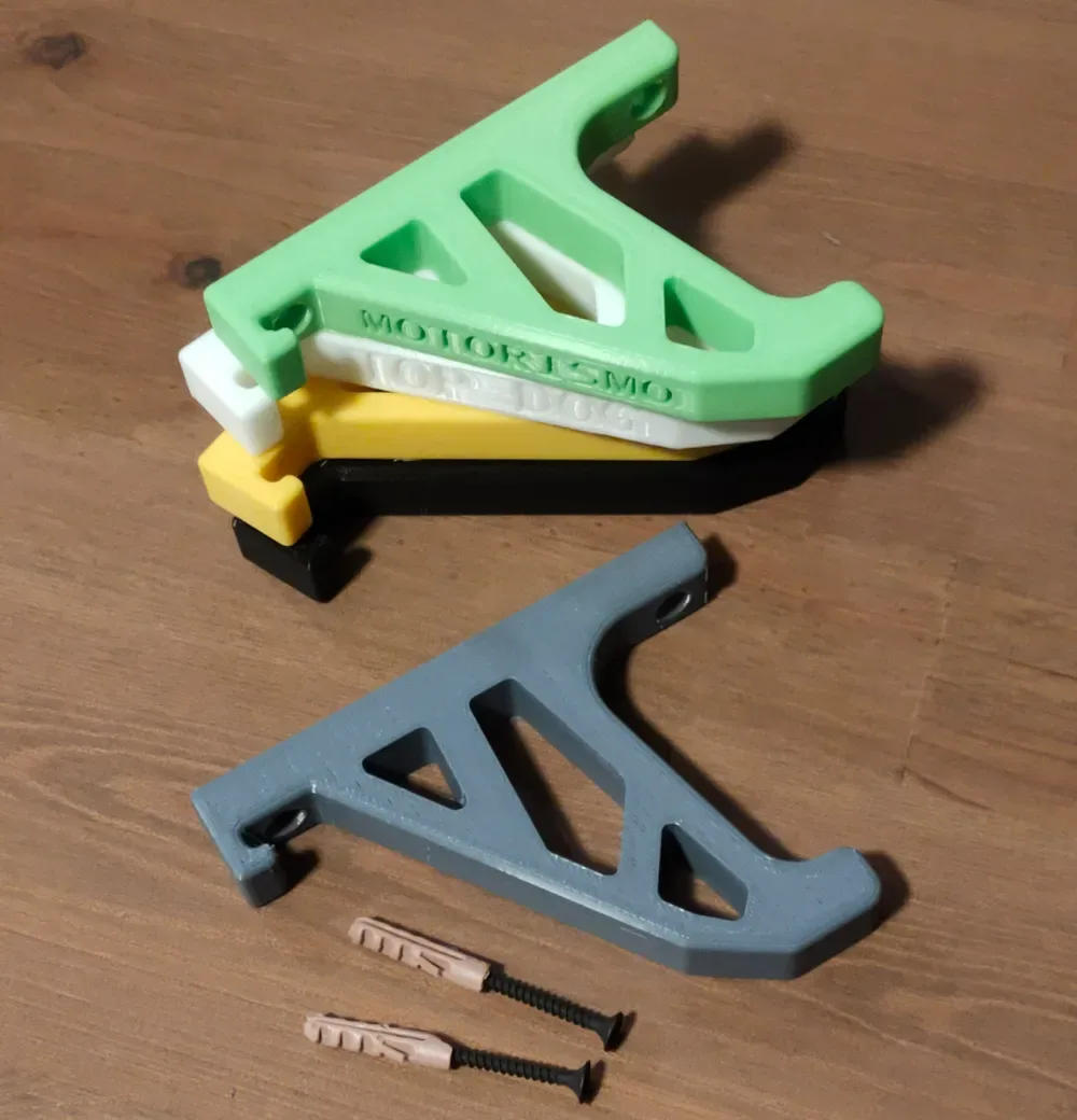 Colgador de pared para casco con llave y gancho para chaqueta para impresión 3D, vista 1
