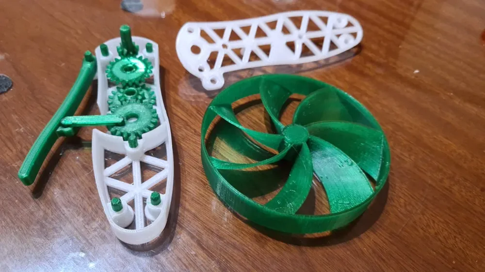 Ventilador exprimidor para impresión 3D, vista 3