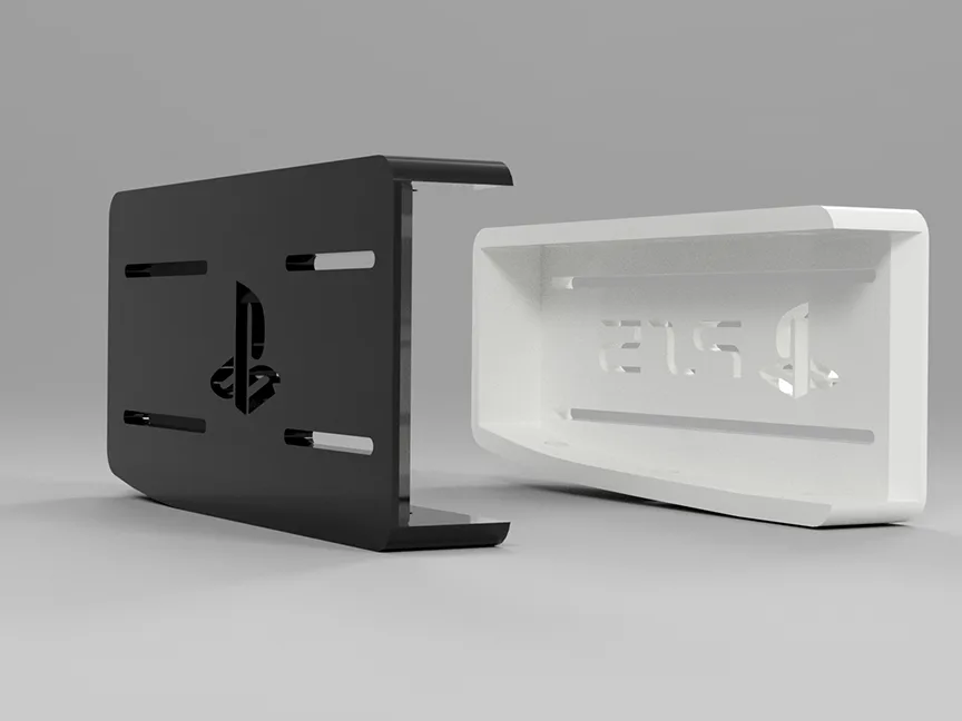 Soporte para debajo del escritorio de PS5 - Versión Disco para impresión 3D, vista 1