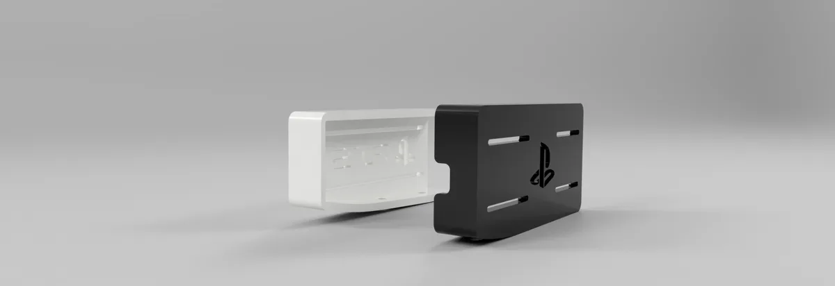 Soporte para debajo del escritorio de PS5 - Versión Disco para impresión 3D, vista 2