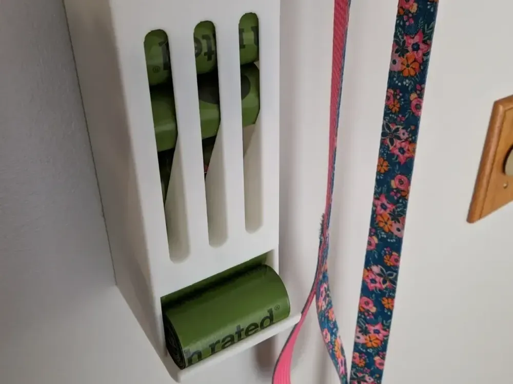 Dispensador de rollos de bolsas para excrementos de perros para impresión 3D, vista 1