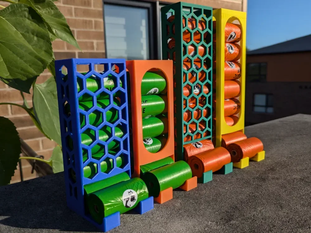Dispensadores de bolsas para excrementos · Hexágono redondo para impresión 3D, vista 1