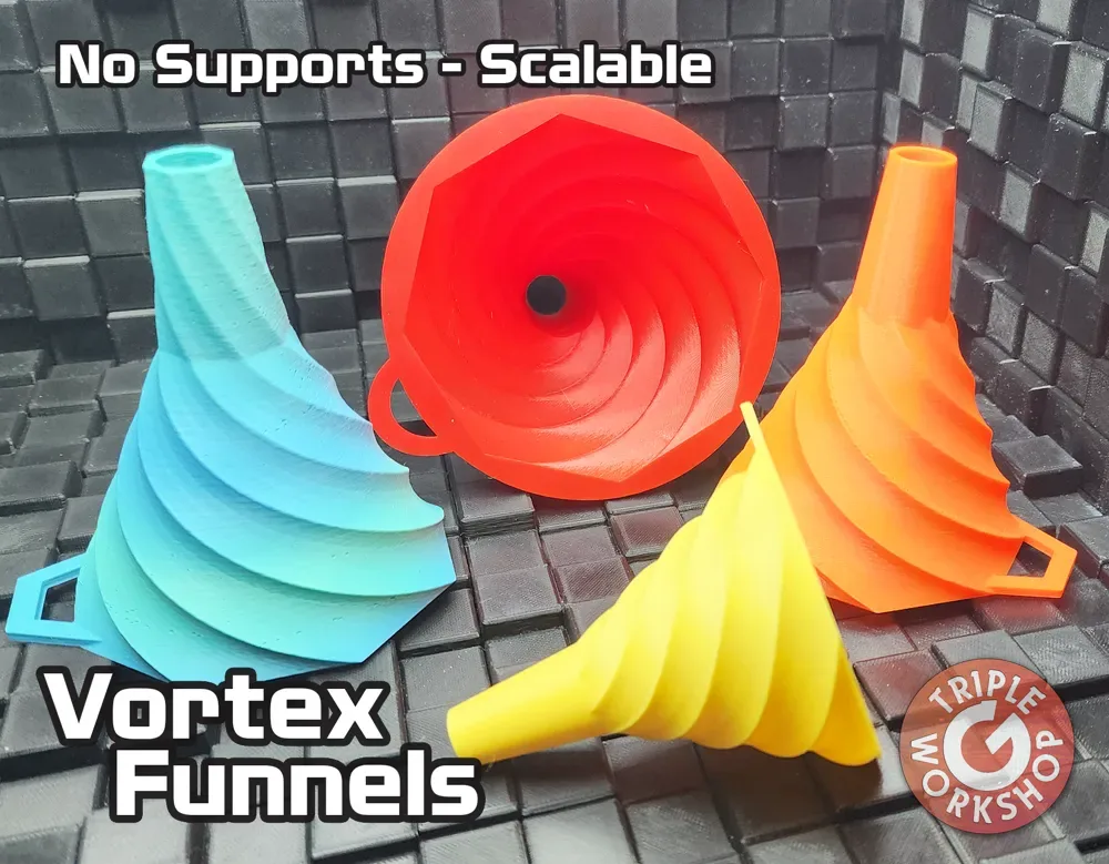 Embudos Vortex: sin soportes para impresión 3D, vista 1