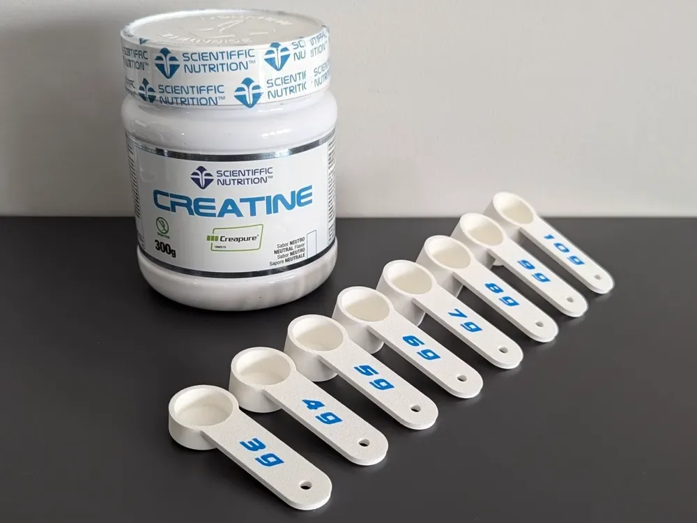 Cucharada de creatina · Cucharas medidoras de 3 a 10 gramos para impresión 3D, vista 1