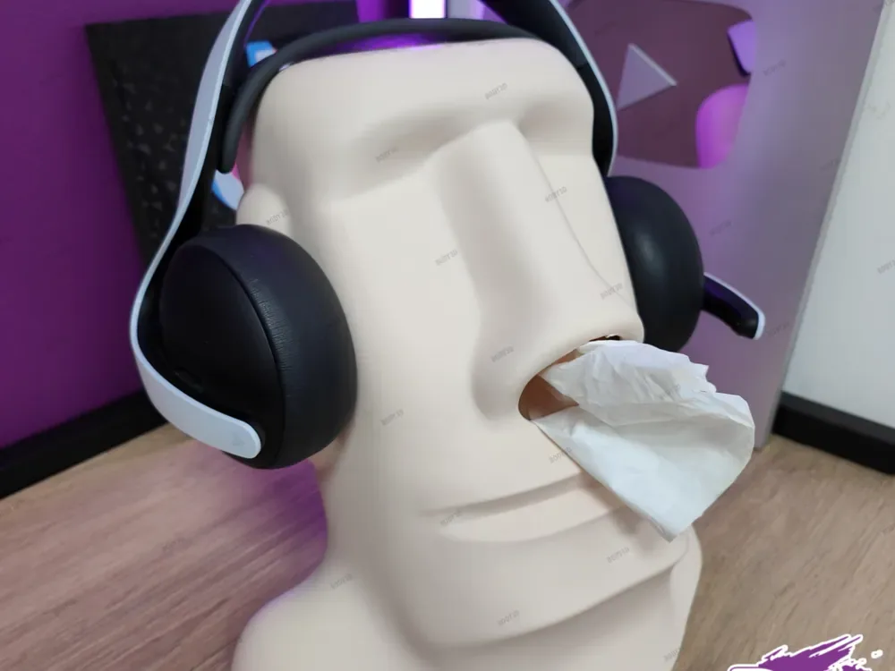 Caja de pañuelos Moai y soporte para auriculares - Sin soporte, vista 1