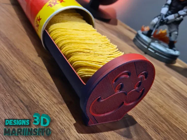 Bandeja para retirar Pringles con tapa para impresión 3D, vista 1