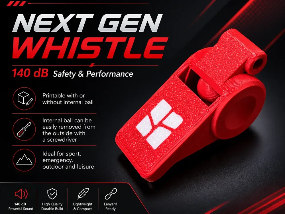 Whistle Next Gen - Alerta de emergencia deportiva para impresión 3D, vista 1