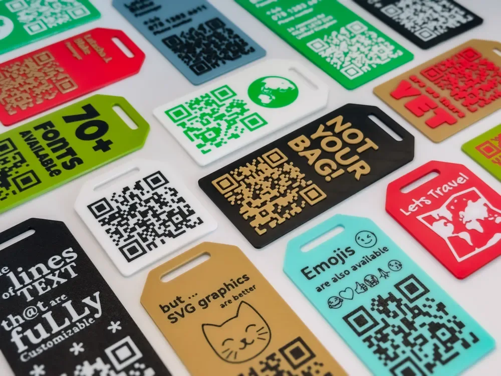 Etiqueta de equipaje · bolso con código QR personalizado para impresión 3D, vista 1