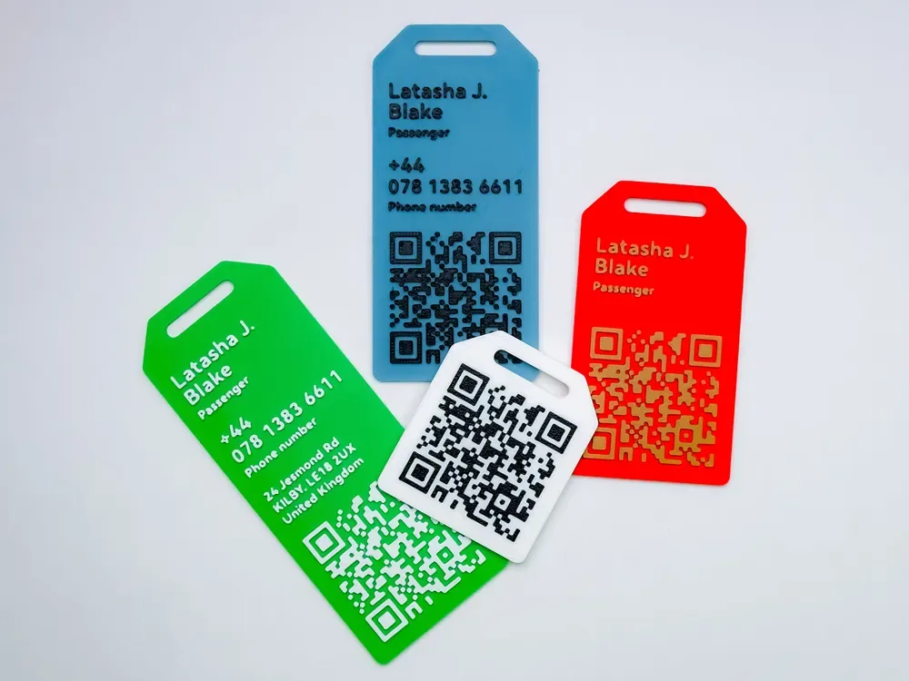 Etiqueta de equipaje · bolso con código QR personalizado para impresión 3D, vista 2