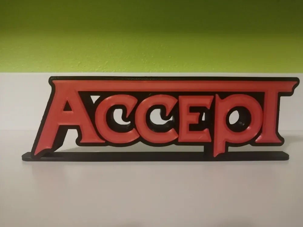 aceptar logo banda de rock, vista 1