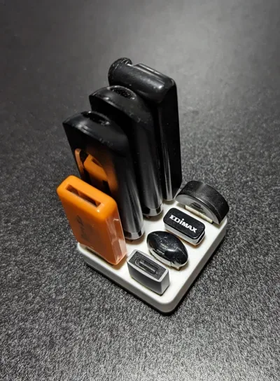 Soporte Gridfinity USB-A para impresión 3D, vista 3