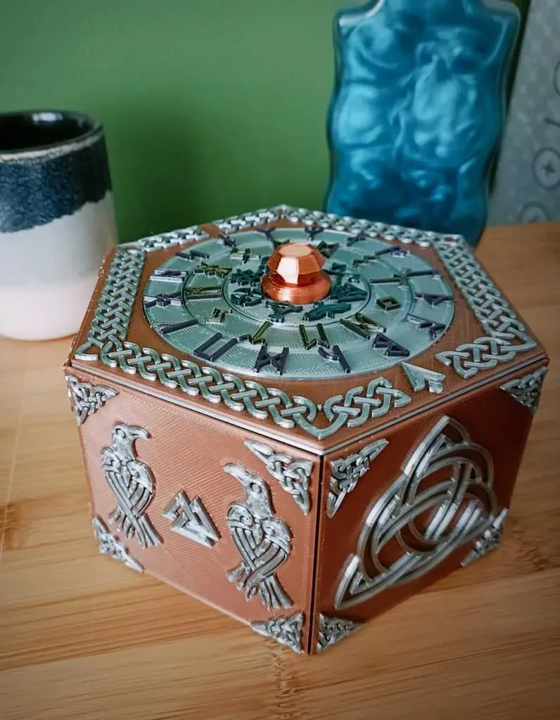 Caja de rompecabezas de combinación concéntrica - Estilo vikingo, vista 1